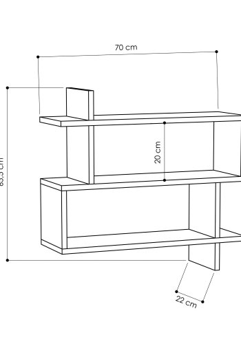 FUNZI LIVING Parallell vegghylle - eik melamin