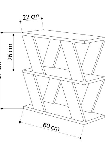 NORDVRK Lazena sidebord, m. hylle - hvit melamin (60x22)