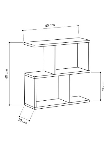 NORDVRK Mania sidebord, m. hyller - eik melamin (60x20)