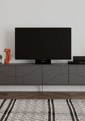 NORDVRK Dune TV-benk, med 4 drer - antrasittgr melamin (180x29,6)