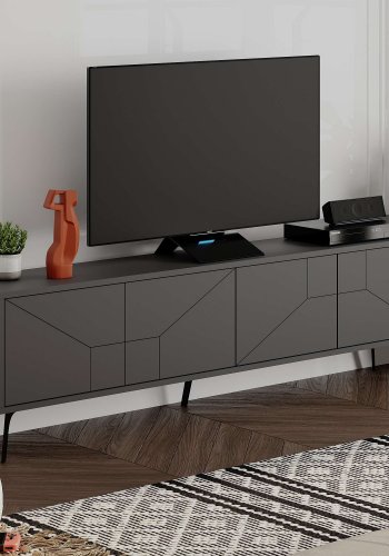 NORDVRK Dune TV-benk, med 4 drer - antrasittgr melamin (180x29,6)