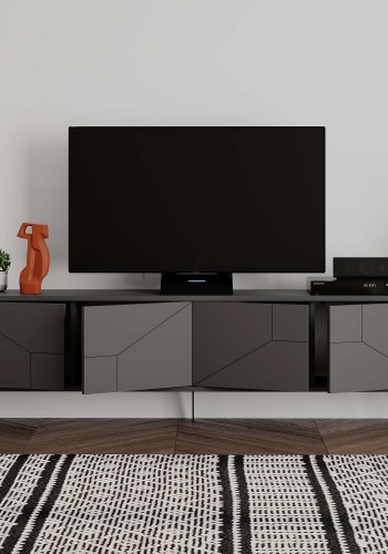 NORDVRK Dune TV-benk, med 4 drer - antrasittgr melamin (180x29,6)