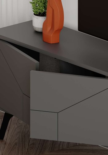 NORDVRK Dune TV-benk, med 4 drer - antrasittgr melamin (180x29,6)