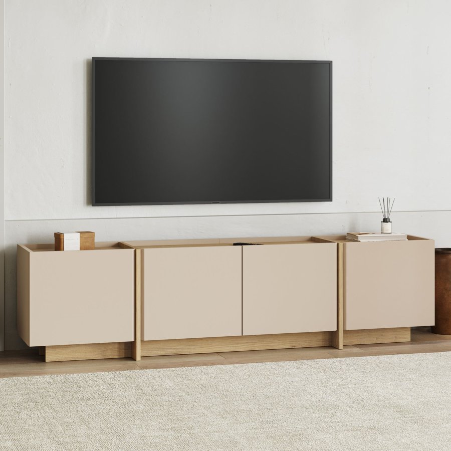 FUNZI LIVING Lowen  Mink, TV-bord i safirglas
