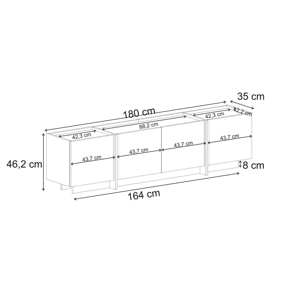 FUNZI LIVING Lowen  Mink, TV-bord i safirglas