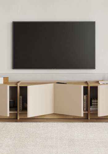 FUNZI LIVING Lowen � Mink, TV-bord i safirglass