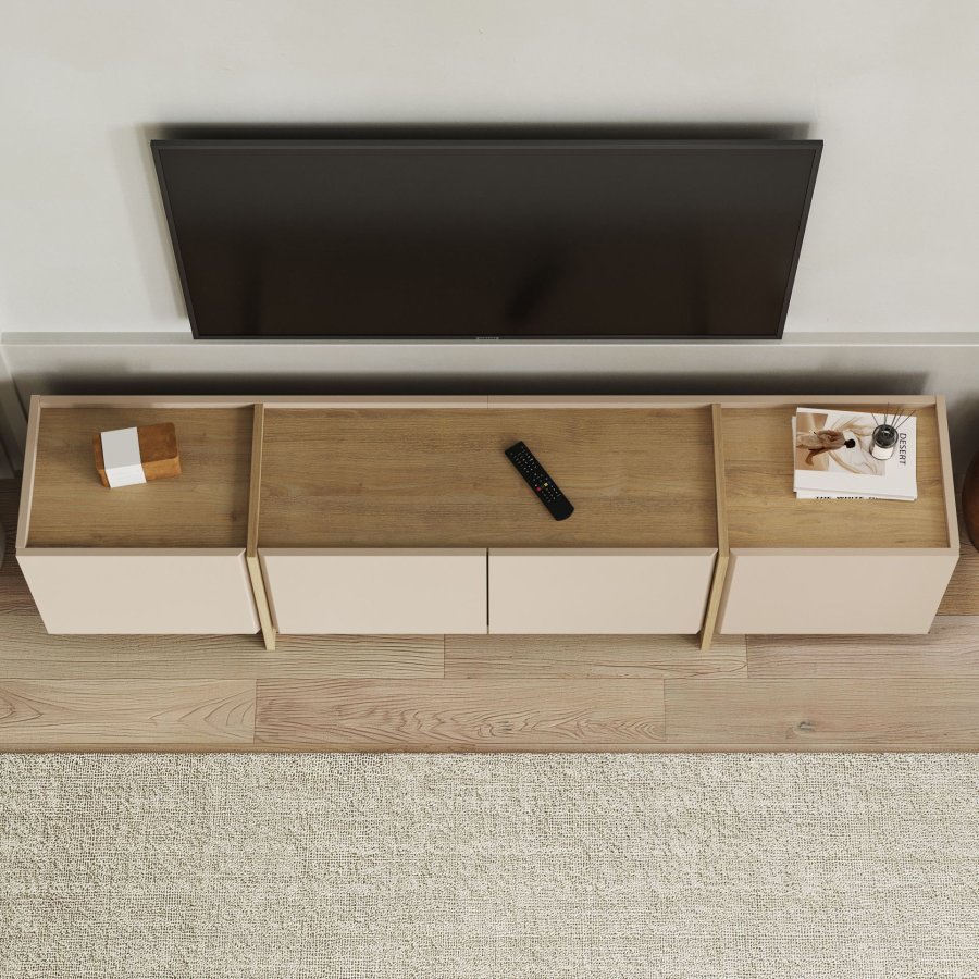 FUNZI LIVING Lowen  Mink, TV-bord i safirglas