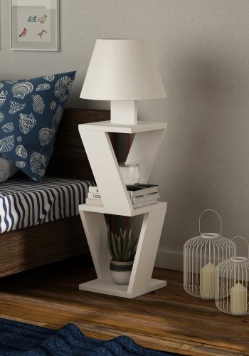 NORDVÄRK Kozena Stehleuchte, m. 2 Regale - weiß und weißes Melamin