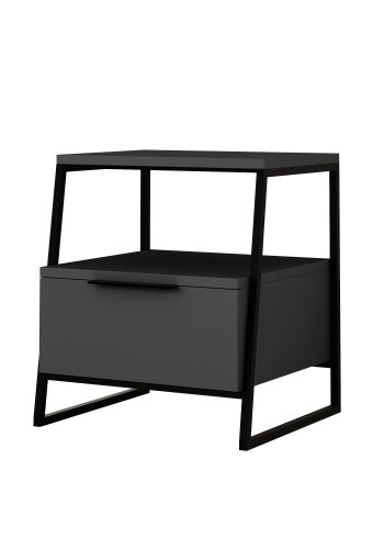 FUNZI LIVING Pal nattbord, m. 1 rom og 1 dr - antrasittgr melamin (45x40)