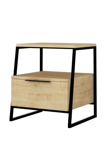 FUNZI LIVING Pal nattbord, m. 1 rom og 1 dr - eik melamin (45x40)