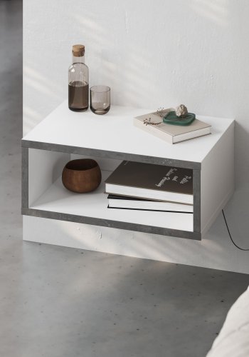 NORDV�RK Piece - Hvit, Retro Gr� Nattbord