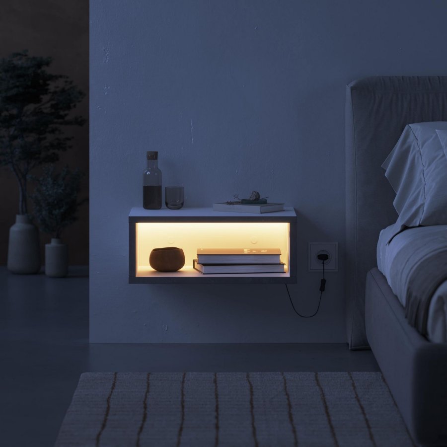 NORDV�RK Piece - Hvit, Retro Gr� Nattbord