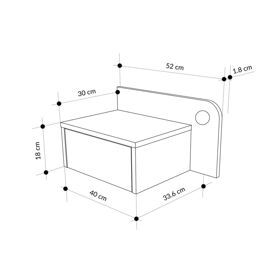 NORDV�RK Dotta - Kremfarget nattbord