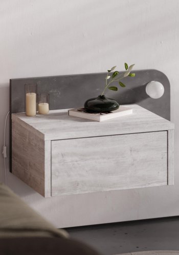 NORDV�RK Dotta - Gammelt hvitt, retrogr� nattbord