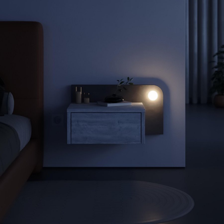 NORDV�RK Dotta - Gammelt hvitt, retrogr� nattbord