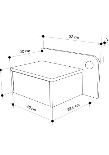 NORDV�RK Dotta - Gammelt hvitt, retrogr� nattbord
