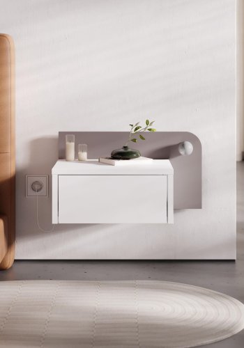 NORDV�RK Dotta - Hvit, Lys Mokka Nattbord