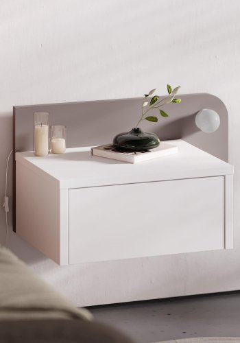 NORDV�RK Dotta - Hvit, Lys Mokka Nattbord