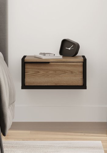 NORDV�RK Eco - Nattbord i svart tre i gammeldags stil