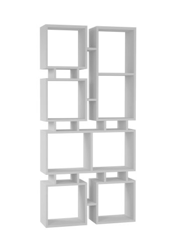 FUNZI LIVING Schiene Nr. 1 Bücherregal mit 8 Fächern – weißes Melamin