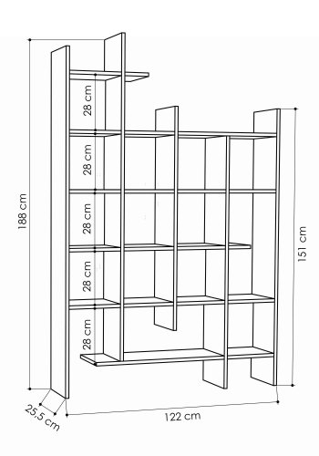 FUNZI LIVING Manco Bcherregal - eichenfarbenes Melamin