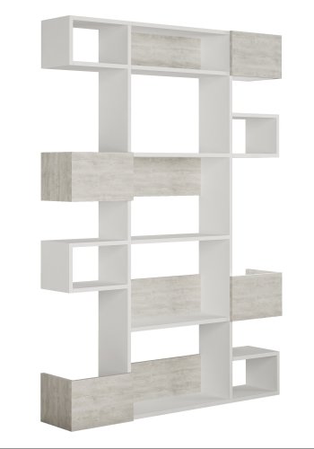 FUNZI LIVING Niho Bücherregal mit Regalen und Boxen - weißes Melamin