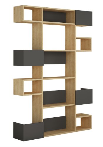 FUNZI LIVING Niho bokhylle - eik og antrasittgr melamin