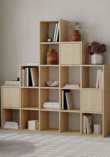 FUNZI LIVING Paleo bokhylle, med 3 drer - Safir eik melamin