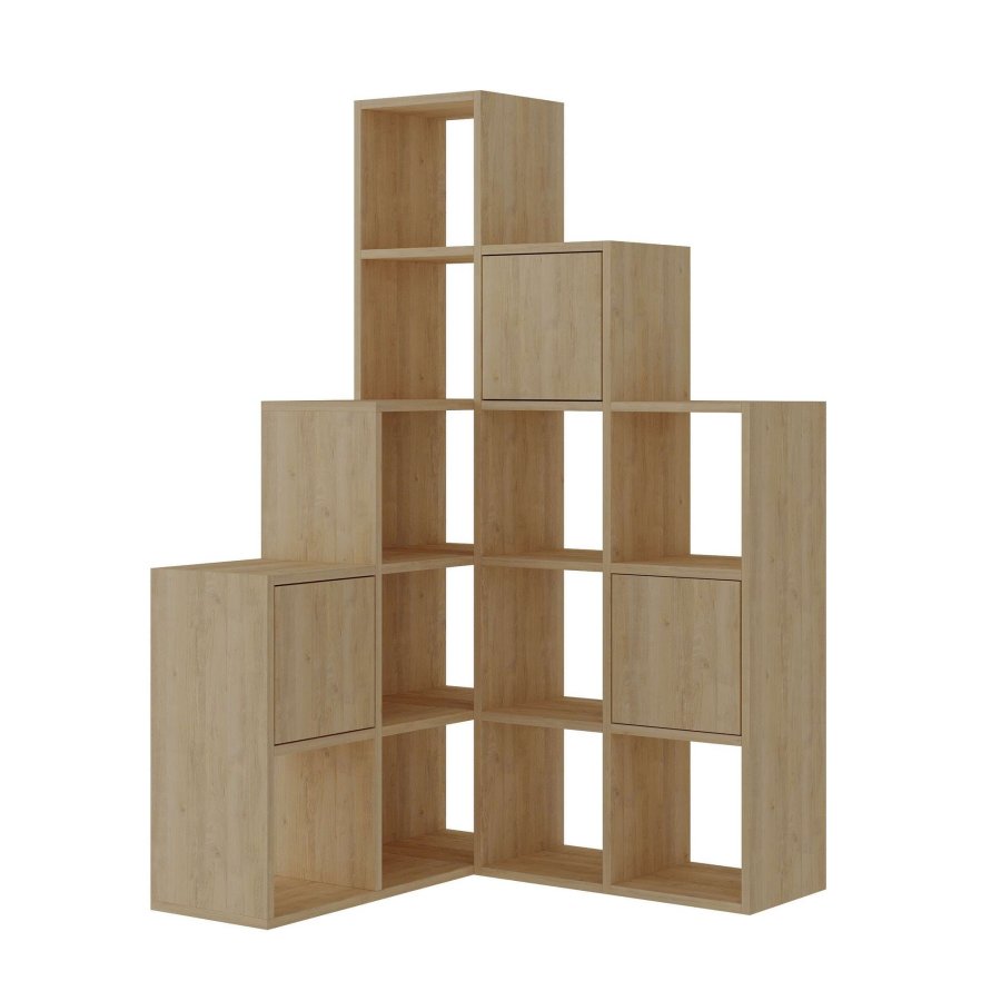 FUNZI LIVING Paleo bokhylle, med 3 drer - Safir eik melamin