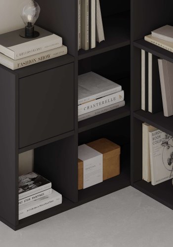 FUNZI LIVING Paleo bokhylle, med 3 drer - svart melamin