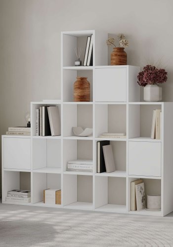 FUNZI LIVING Paleo bokhylle, med 3 drer - hvit melamin