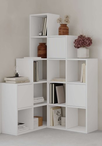 FUNZI LIVING Paleo bokhylle, med 3 drer - hvit melamin