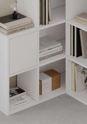 FUNZI LIVING Paleo bokhylle, med 3 drer - hvit melamin