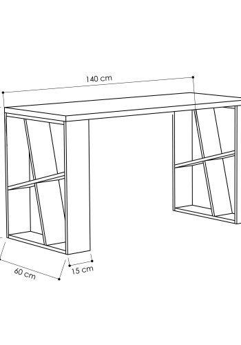 NORDVRK Honning skrivebord, rektangulrt - hvit og eik melamin (140x60)