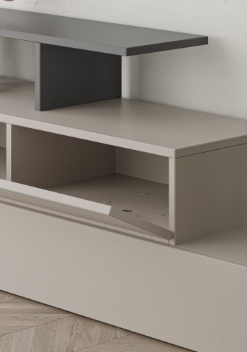 FUNZI LIVING Ramda inngangsoppsett, m. speil, 4 kroker, hyller - lys mokka og antrasittgr melamin