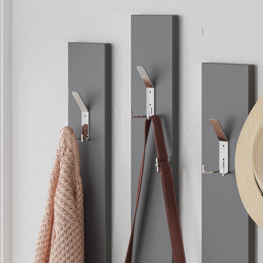 FUNZI LIVING Ramda inngangsoppsett, m. speil, 4 kroker, hyller - lys mokka og antrasittgr melamin