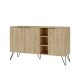 FUNZI LIVING Clara Sideboard mit 3 Türen und 4 Regalen - natürliches Melamin und Metall