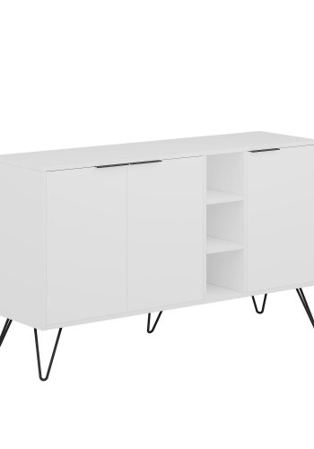 FUNZI LIVING Clara Sideboard, m. 3 Türen und 4 Regalen - weißes Melamin