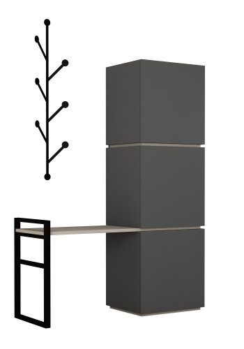 FUNZI LIVING Mello Schuhschrank mit Garderobe und 3 Türen - anthrazitgraues und hellbraunes Melamin