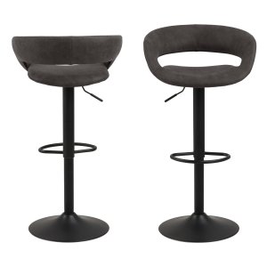 ACT NORDIC Grace barstol - antracitgr/sort stof/metal, m. trompetfod