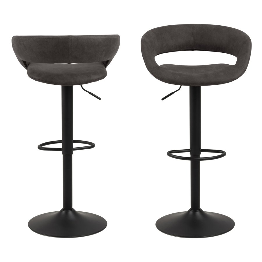 ACT NORDIC Grace barstol - antracitgr/sort stof/metal, m. trompetfod