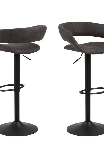 ACT NORDIC Grace barstol - antracitgr/sort stof/metal, m. trompetfod
