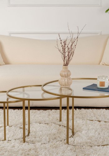 NORDVRK Aurum - 80, 60, 42 - Gull, transparent sofabordsett