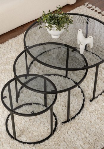 NORDVRK Aurum - 80, 60, 42 - Sort, Gr sofabordsett