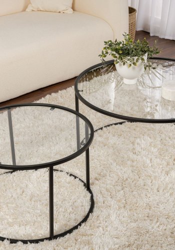 NORDVÄRK Aurum - 80, 60 - Svart, gjennomsiktig sofabordsett