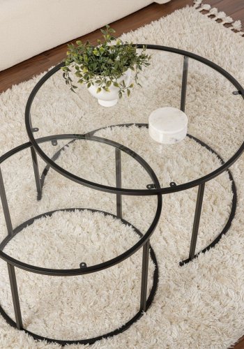 NORDVÄRK Aurum - 80, 60 - Svart, gjennomsiktig sofabordsett