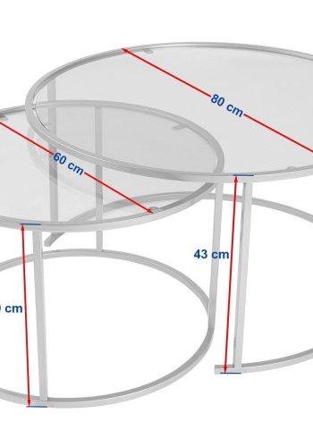 NORDVÄRK Aurum - 80, 60 - Svart, gjennomsiktig sofabordsett