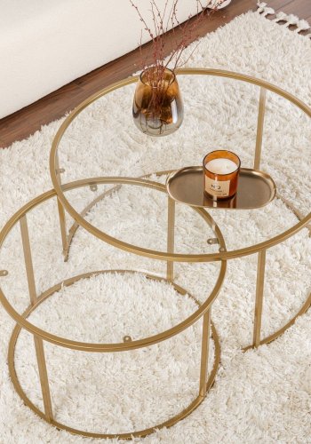 NORDVRK Aurum - 80, 60 - Gull, gjennomsiktig sofabordsett