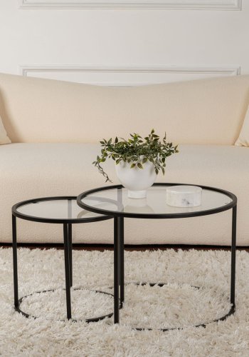 NORDVRK Aurum - 60, 42 - Svart, gjennomsiktig sofabordsett