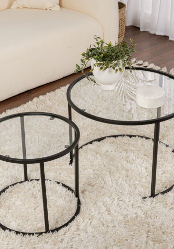 NORDVRK Aurum - 60, 42 - Svart, gjennomsiktig sofabordsett